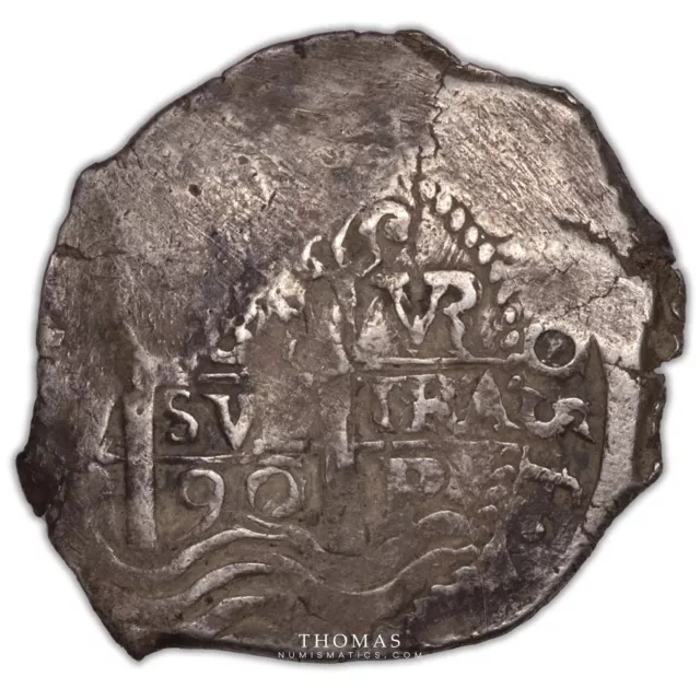 Monnaie - Bolivie - Charles II - Cob 8 reales 1690 - Potosi - Argent