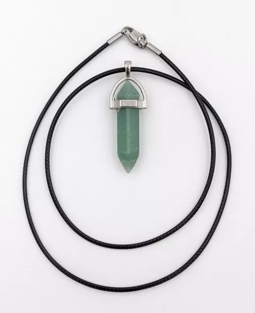 Pendentif Baton Pointe En Pierre Naturelle Aventurine Verte Avec Ou Sans Collier