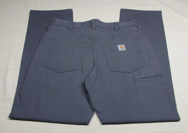 Men's CARHARTT Rugged Flex Relaxed Fit Canvas Work Pants Sz 34 x 32 Stretch Gray