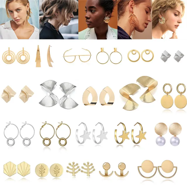 Boho Geometric Round Circle Dangle Drop Ear Stud Earrings Women Party Jewelry