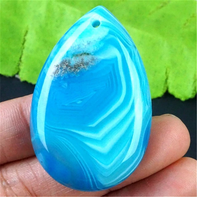 GV50224 46x30x7mm Blue/white Druzy Geode Agate Teardrop Pendant Bead