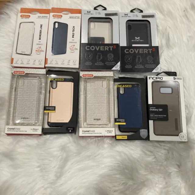 9 Case Bundle iPhone X Cases Incipio Galaxy S8+ Samsung A10 Xs Plus Mixed Lot