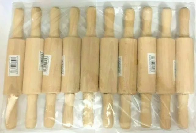 10 X Mini Wooden Wood Children's Profiled Rolling Pins Kids Baking Play Dough