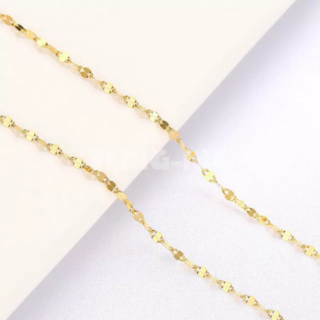 Real 18K Solid Gold Fishlip Chain Necklace Womens Ladies Charm Choker Necklaces