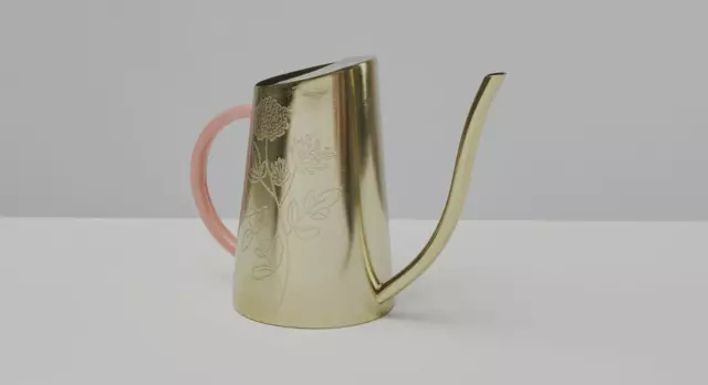 Oliver Bonas Pink & Gold Metal Floral Etched Watering Can Small/mini - 1x only