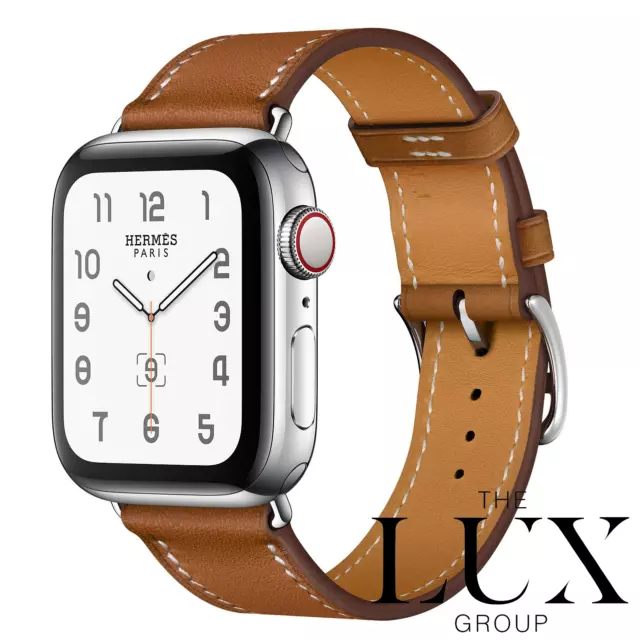 Apple Watch Hermes Series 8 Fauve Barenia 41MM leather Gourmette  Double-Tour