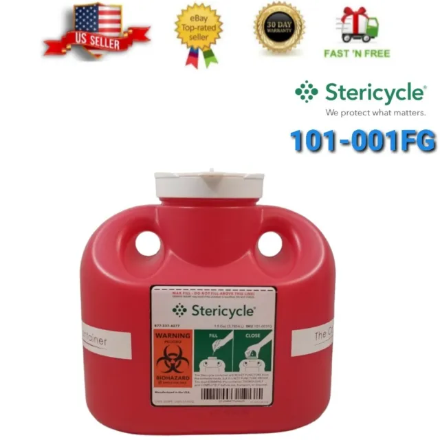 STERICYCLE Sharp Waste Biohazard  Needle Disposal Container  | 1 One Gallon