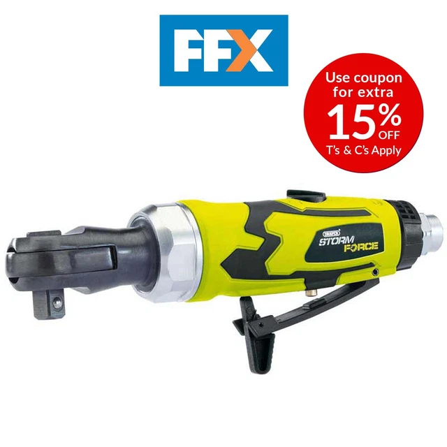 Draper 65019 Storm Force 3/8" Square Drive Stubby Air Ratchet Compressor tool