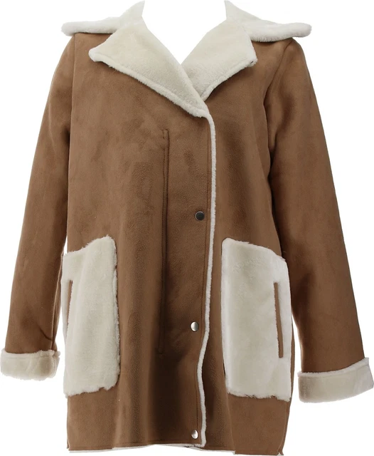 Curations Faux Suede Fur Coat VICUNA M NEW 619-491 Curations Faux Suede Fur Coat VICUNA M NEW 619-491