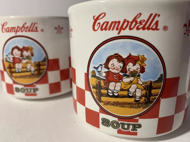 Set Of 2 Campbell's Soup Cups - Houston Harvest - 2000 - Campbells Kids on Fence