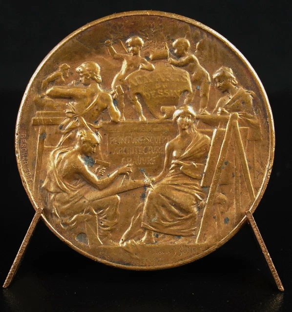 Médaille École Des Arts Décoratifs – Concours 1893 – Bronze – Bottée – Rare