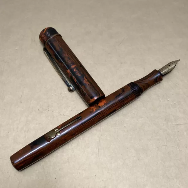 CONWAY STEWART 200M c.1925 Fountain Pen Marbled Brown 14k Gold Nib (M)