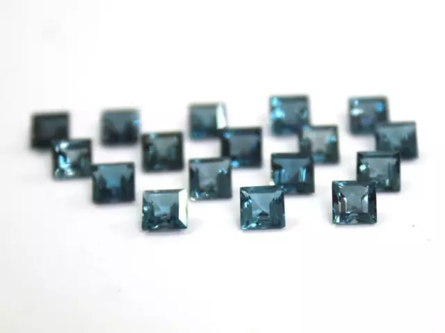 10Pc Natural London Blue Topaz 3mm Square Faceted Calibrated Size Loose Gemstone 3