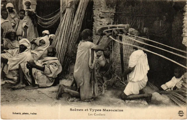 PC CPA MOROCCO, SCENES & TYPES, THE CORDIERS, VINTAGE POSTCARD (b15382)