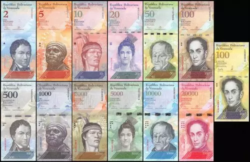 Lot Set Serie 13 Billets Venezuela  2 -  100000 Bolivares 2007 - 2017 Unc Neuf