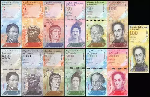 ^ Lot Set Serie 13 Billets Venezuela  2 -  100000 Bolivares 2007 - 2017 Unc Neuf