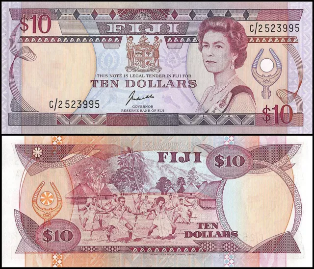 Fiji 10 Dollars, 1989 ND, P-92a, UNC