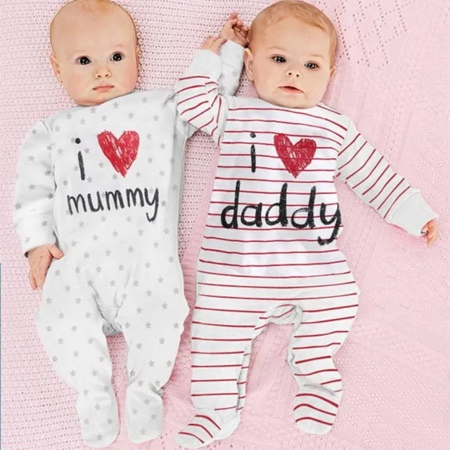 Newborn Baby Boy Girl Clothes I LOVE MUMMY DADDY Romper Jumpsuit Bodysuit Outfit