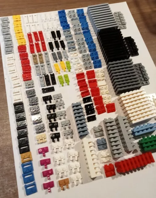 LEGO - LOTTO 250pz - PLATE MODIFIED + HINGE - MIX DI PEZZI E COLORI VARI 2