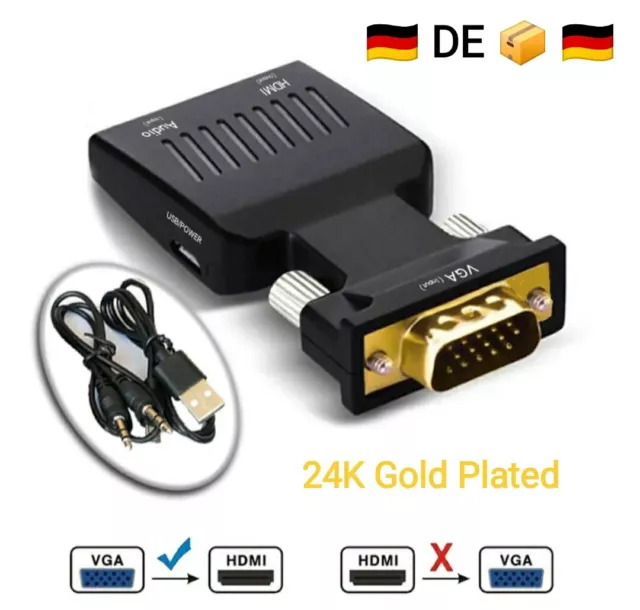 VGA  zu auf HDMI mit Audio Output Cable Converter Adapter 1080P GRATIS Kabel🇩🇪