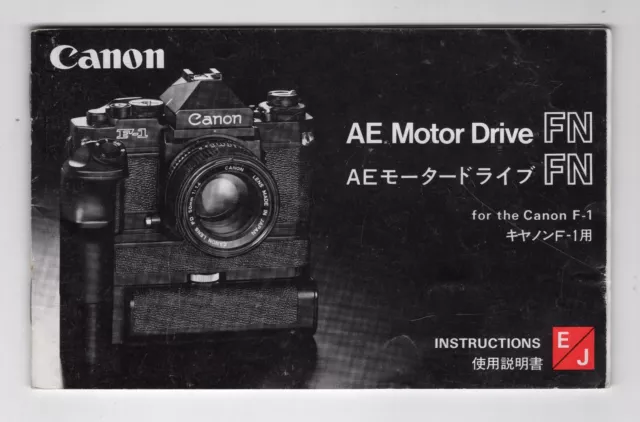 Canon AE Motor Drive FN For NEW F-1 1981 Instruction Manual In English Japanese