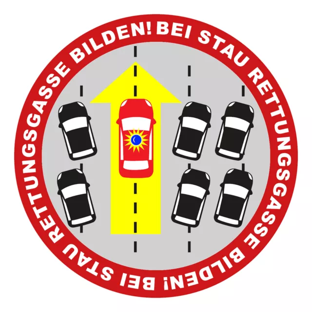 2er Set Aufkleber "Bei Stau Rettungsgasse bilden" Rot Sticker Fahrzeug KFZ R099