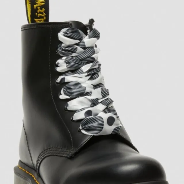 Dr Martens Tetoron Black & White Ribbon Boot Shoe Laces 8-10 Eyelets 140cm
