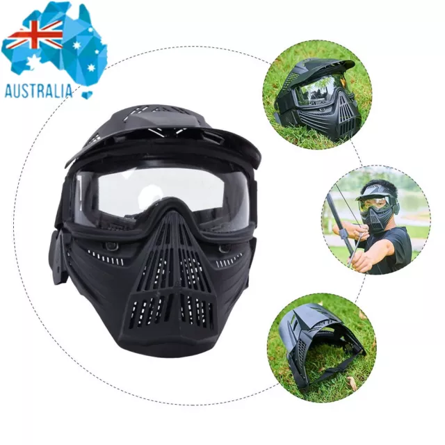 Full Face Mask Tactical Protective Mask with Goggles For Airsoft Paintball CS AU