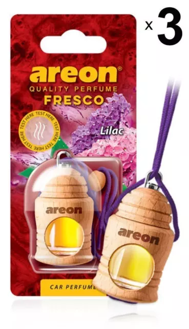 3 x Areon Fresco Lilac Car Aroma Parfum Arbre Désodorisant Home Office Parfum