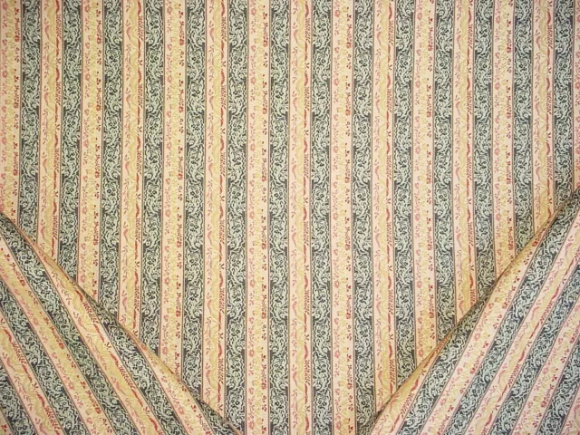 6-7/8Y Robert Allen Duralee Country French Floral Stripe Upholstery Fabric