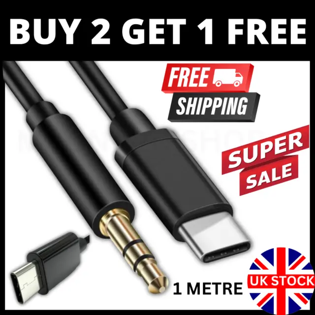 Aux Cable Type C to 3.5mm USB C Male For Samsung Car Stereo Audio Adaptor Jack