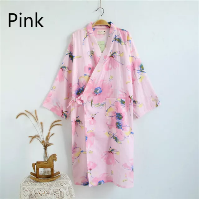 Lady Bathrobe Japanese Night Robe Sleepwear Kimono Dress Gowns Loose Yukata Chic