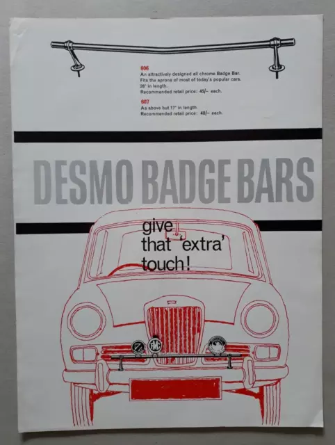 Desmo Badge Bars Brochure / Leaflet c.1970