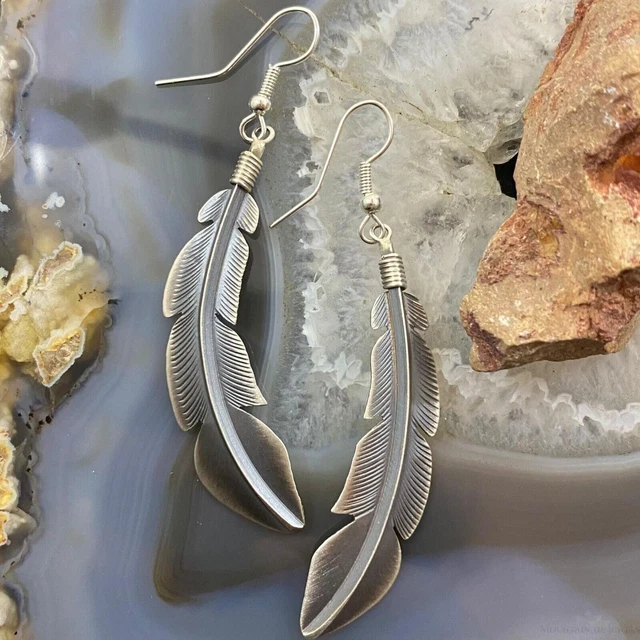 Billy Long Indian Sterling Silver Feather Dangle Earrings For Women Gift items