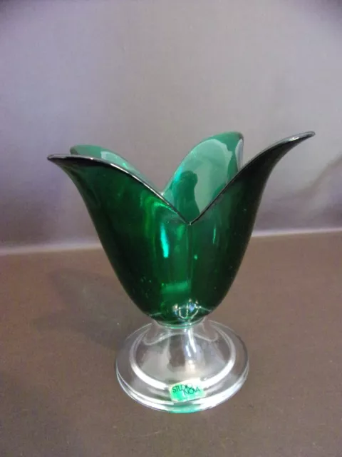 Green Glass Tulip Shape Vase Studio Nova Made In Portugal