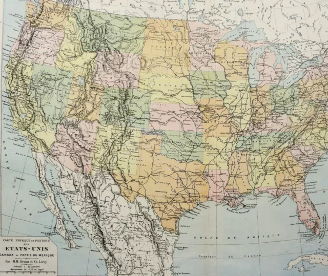 1890 Antique map of THE UNITED STATES OF AMERICA, Including INDIAN TERRITORIES.