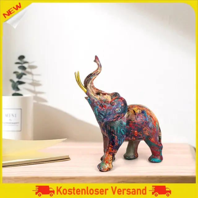Resin Little Elephant Figurine Holiday Gift Graffiti Home Decor for Office Porch
