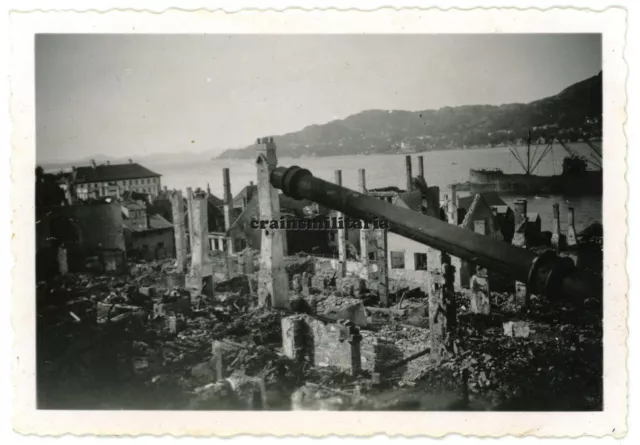 Orig. Foto Panorama der zerstörte Hafen BERGEN nach Luftangriff Norwegen 1940