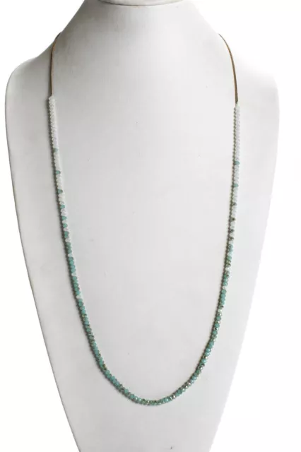 Chan Luu Women's Beaded Strand Chain Necklace Blue Stamped 925