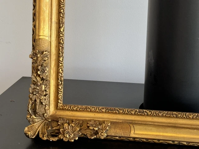Cadre Ancien Doré Du XIXe Siècle En Bois - Format 52 X 32 Cm - Décoration Vintage
