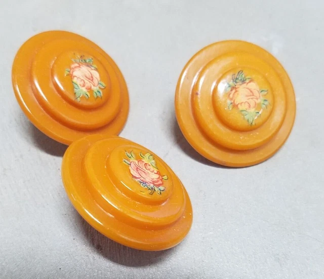 VTG* Butterscotch Bakelite* lot of 3* drapery pins* curtain pins* tacks*