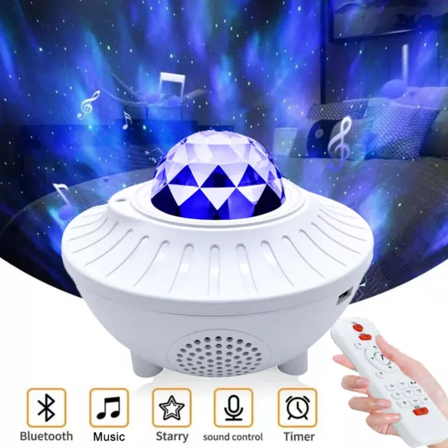 Galaxy Star Projector Light LED Starry Sky Night Lamp Remote USB Ocean Wave UK