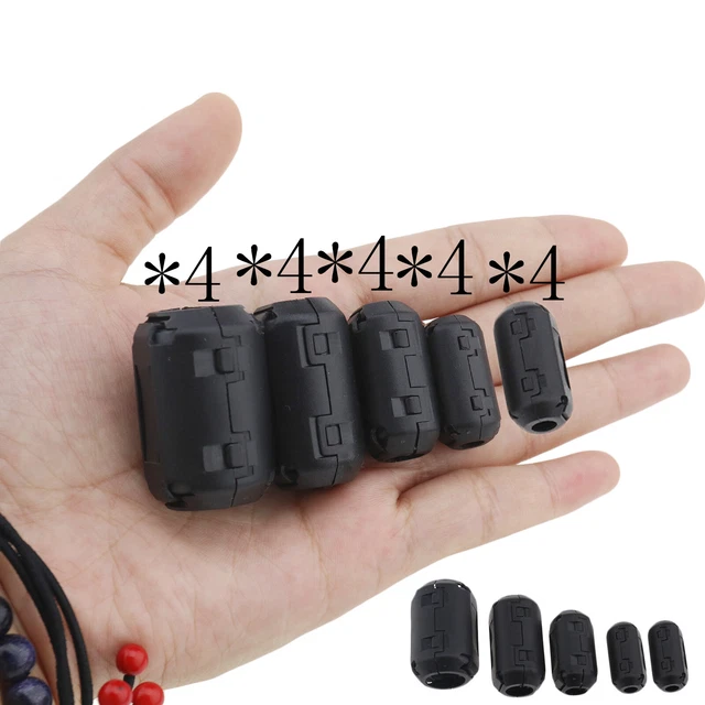 7mm Ferrite Cores Ring Clip-On RFI EMI Noise Suppression Filter Cable Clip, Blac