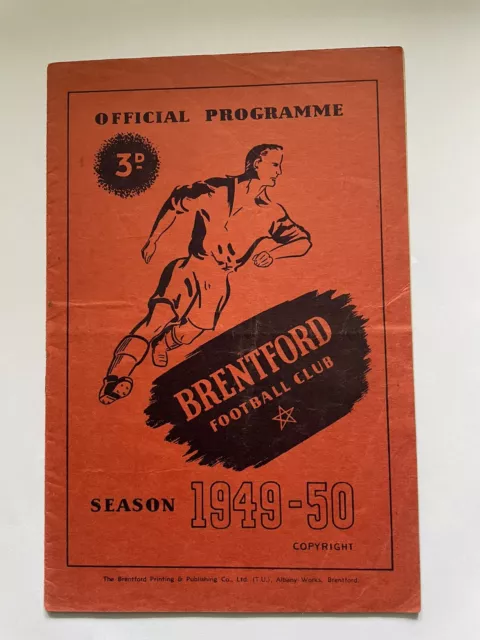 1949/50 Brentford v Tottenham Hotspur Football Programme