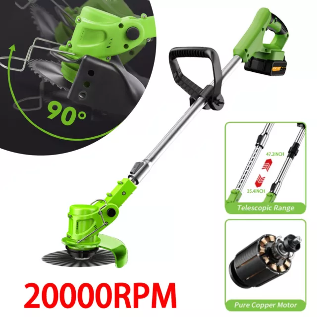 ELECTRIC CORDLESS GRASS String Trimmer Lawn Edger Weed Cutter Machine w ...
