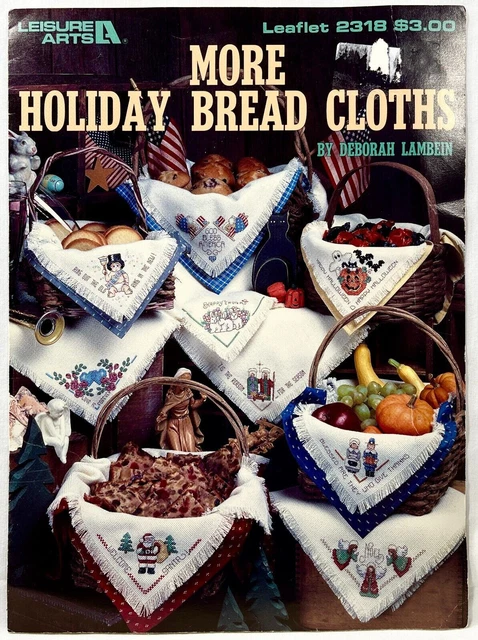 1992 Leisure Arts More Holiday Bread Cloths 2318 libro de patrones de punto de cruz 12272
