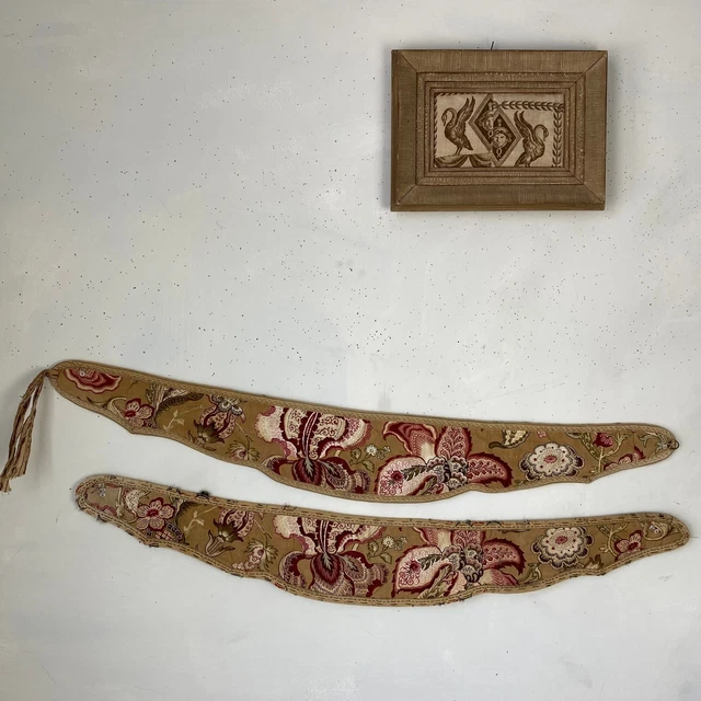 Antique French curtain drape tie back tiebacks 19th century French textiles