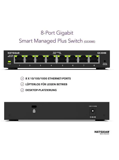 Pezzo Difettato! Netgear GS308E 8 Porta Lan Gigabit Ethernet Switch 2