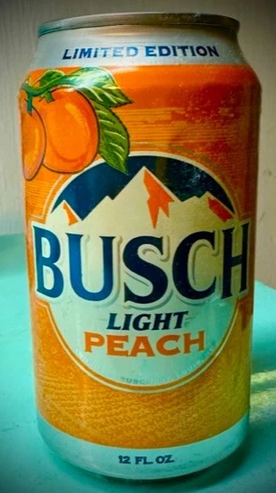 Busch Light Peach 12 oz empty Beer Can. Opened From The Bottom.