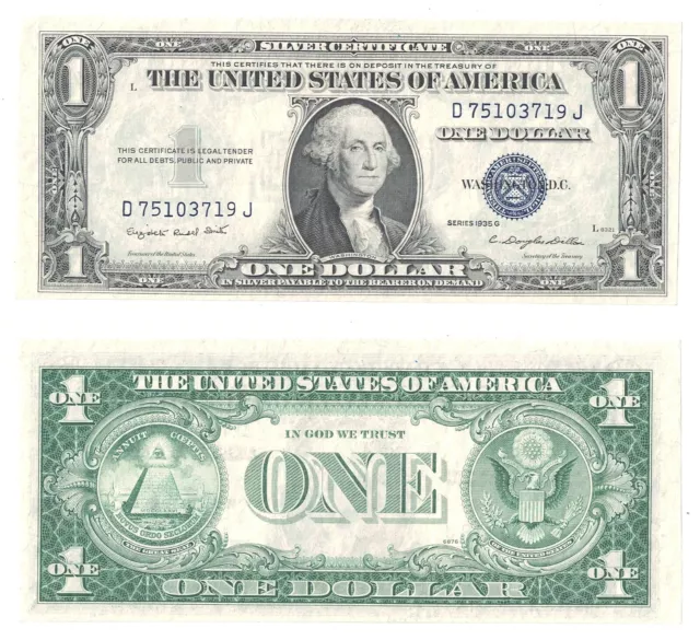 1935-G $1 Silver Certificate With Motto D-J Block Fr 1617 Uncirculated #3719